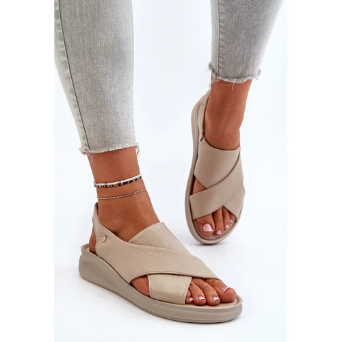 Zazoo 40392 Women's Leather Sandals, Beige - Picture 5 of 10