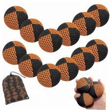12 Pack Juggling Balls Set with 5 Carry Bags for Beginners and Black Brown