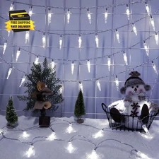 Christmas Icicle Lights Indoor，20Ft 40 LED Icicle String Lights Battery Operated