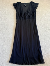 biyaycda Dress Womens 10 Black Flutter Sleeve Maxi Evening Formal Chiffon Lined