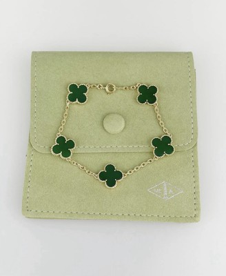 Van Cleef And Arpels Vintage Alhambra 18k Yellow Gold Green