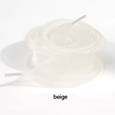 4Cm Wide Fishtail Organza Shoelaces Wave Chiffen Yarn Bow Laces Beauty White Cas