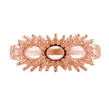 925 Sterling Silver 4x5mm Oval Semi Mount Three-Stone Ring For Engagement Ring