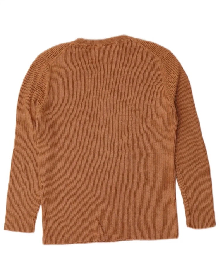 ZARA Womens 3/4 Sleeve Crop Crew Neck Jumper Sweater UK 8 Small Brown DG04 - Image 2 of 3