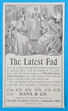 Antique 1898 Magazine Ad PEERLESS ICELAND FREEZER Dana & Co Cincinnati Ohio Ice