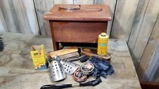 Vintage Hand Made shoe shine with foot rest and accessories Antique Primitive