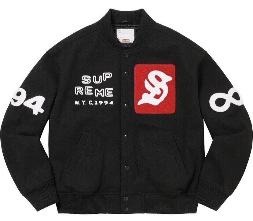 Supreme Tourist Varsity Jacket Black Size Small (In Hand) Rare