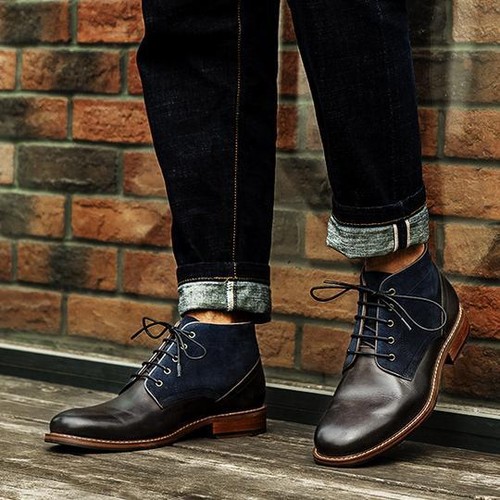 Handmade Mens Two tone Chukka boots 
