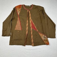 Vintage Canvasbacks Women’s Sz M Linen Blend Made In USA Open Front Oversize Top