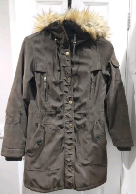 WOMEN 1 MADISON EXPEDITION UK LARGE BROWN FAUX FUR PARKA COAT JACKET WINTER GIFT
