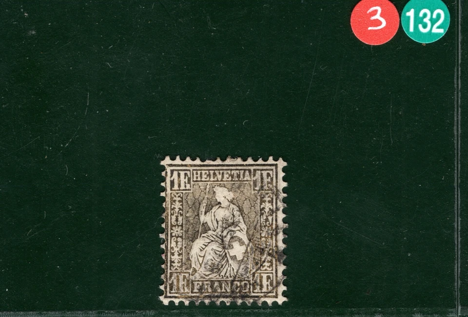 SWITZERLAND High Value Scott.50a 1Fr Yellowish Bronze Used CDS c$620+ 3RGREEN132 - Image 3 of 4