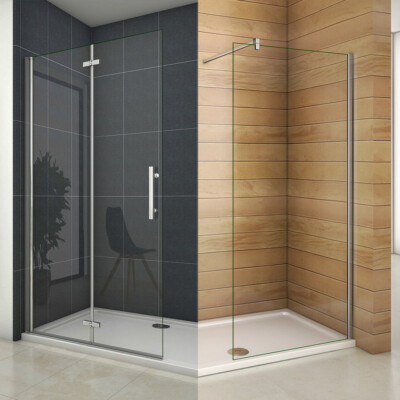 Duschwand Walk-in Duschabtrennung Faltbare+drehbar/festen NANO-Glas