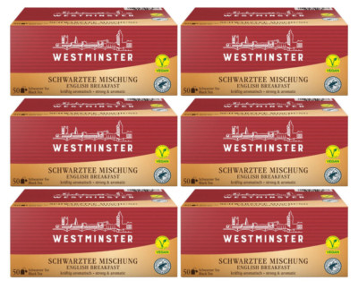6x 50 Beutel WESTMINSTER Schwarztee Mischung english breakfast tea kräftig
