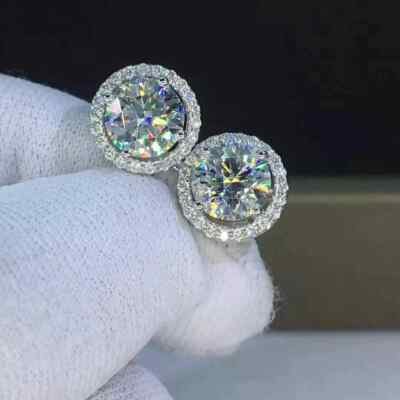 4 Ct Round Cut Lab Created Diamond Stud Earrings In 14K White Gold Finish