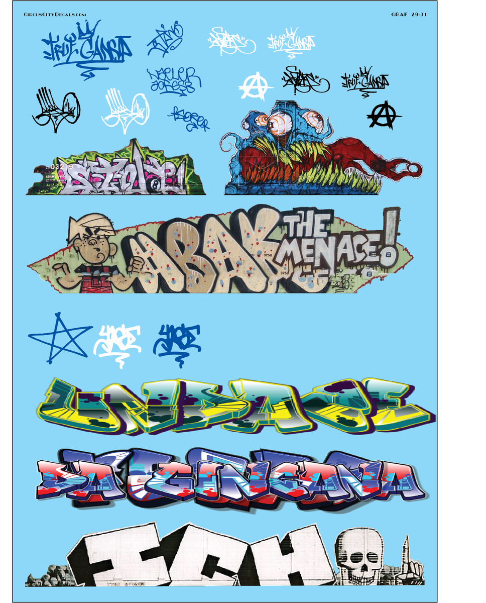 Décalcomanies Graffiti échelle 1/160 INTERDECAL - Planche 67x45mm Pour Modélisme