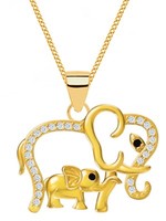 Halskette Gold Elefant 925 18K Vergoldet Mit Zirkonia Damen AnhäNger Kette 45