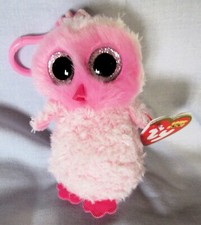 TWIGGY the Pink Owl - Ty Beanie Boos Clip 3" Key Chain - NEW & MINT