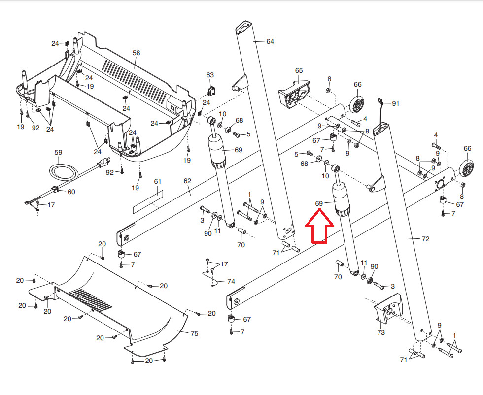 Proform PFTL050990 PFTL050991 Treadmill Storage Safety Latch Shock 295634