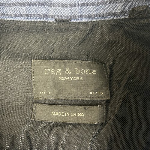 Rag & Bone Shirt Mens XL Blue Striped Linen Blend Button Up Long Sleeve - Picture 5 of 10