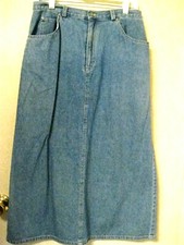 CRAZY HORSE Long Blue Jean Skirt 12Petite 12P Denim Cotton Modest Pencil Vtg B13