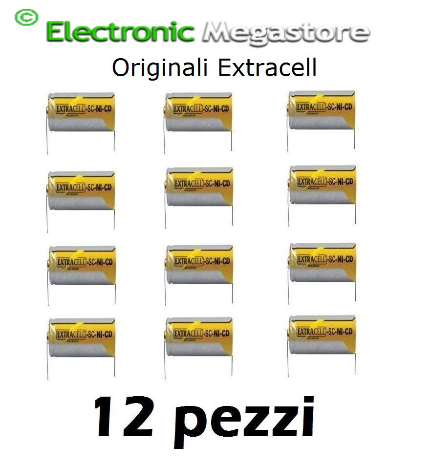 12 PEZZI BATTERIA RICARICABILE NI-CD SC 1,2V 2000mAh 22x42mm A SALDARE 30/307