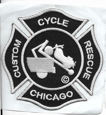 Fire Department CHICAGO  Patch Custom Cycle RESCUE Feuerwehr Abzeichen USA black