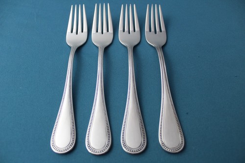 Towle BEADED ANTIQUE Salad Forks (Set of 4) Satin 18/8 Stainless Germany 7 1/8"