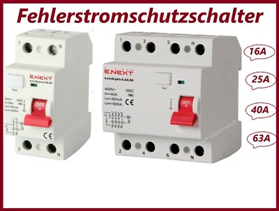 FI-SCHALTER Fehlerstromschutzschalter FI-Schutzschalter 16A,25A,40A,63A, 30mA 