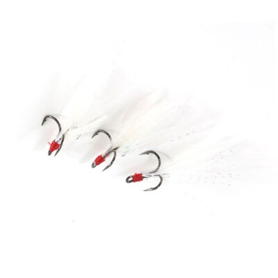 Clam #12 Feathered Spoon Gaff Trebles (White)