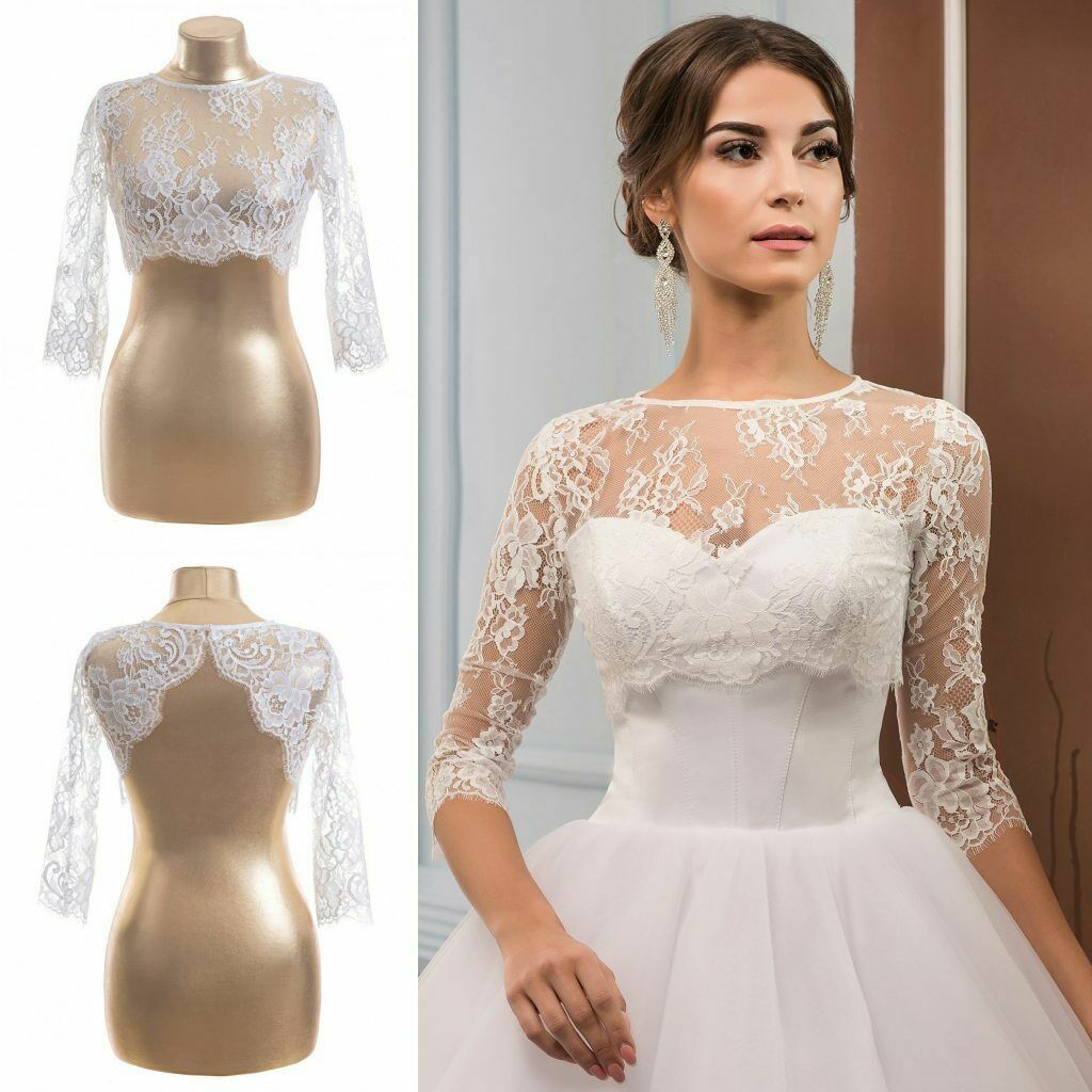 Lace Bolero Wedding Jackets White Ivory 
