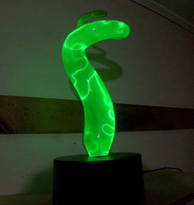 Lumisource Electra Sculptured Twisted Art Lamp Glass Plasma Light Green *video*