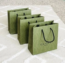 Gucci Beauty Medium Green Paper Embossed Gift Bag 9"x 9"x 4"