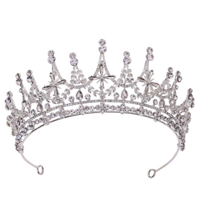 Queen CZ Bridal Tiara star pageant prom crown Amazon.com: Big Crown for Women Cubic Zirconia Gold Bride  main image 3