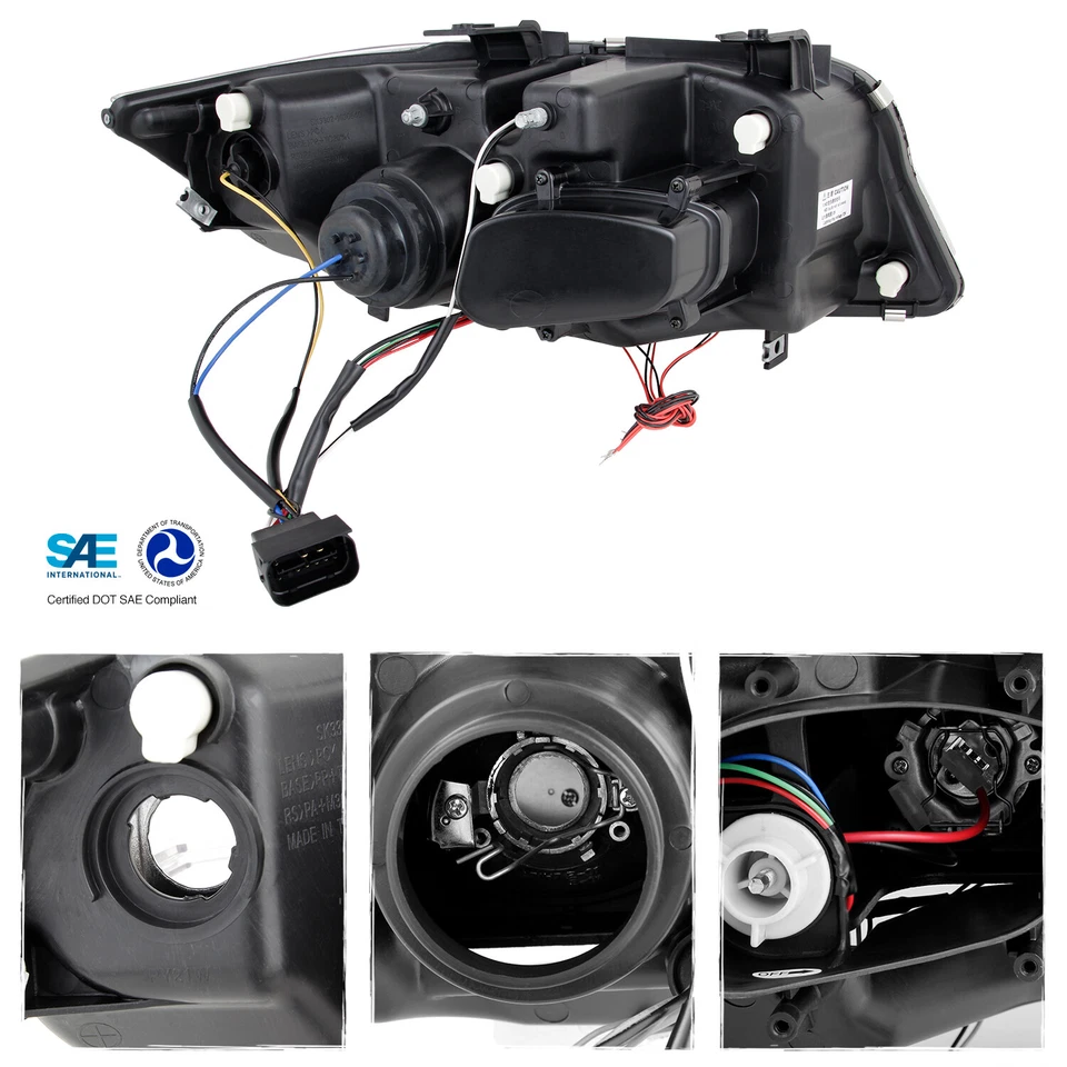Fit 2006-2008 BMW E90 3-Series 4Door Black Halo LED Projector Eye LId Headlights - Imagem 2 de 4
