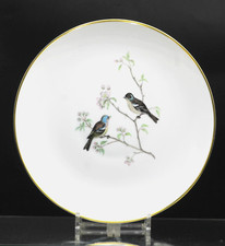 ROSENTHAL ZIERTELLER Platte Standfuss große Schale handbemalt Vogelmotiv Ø 29cm