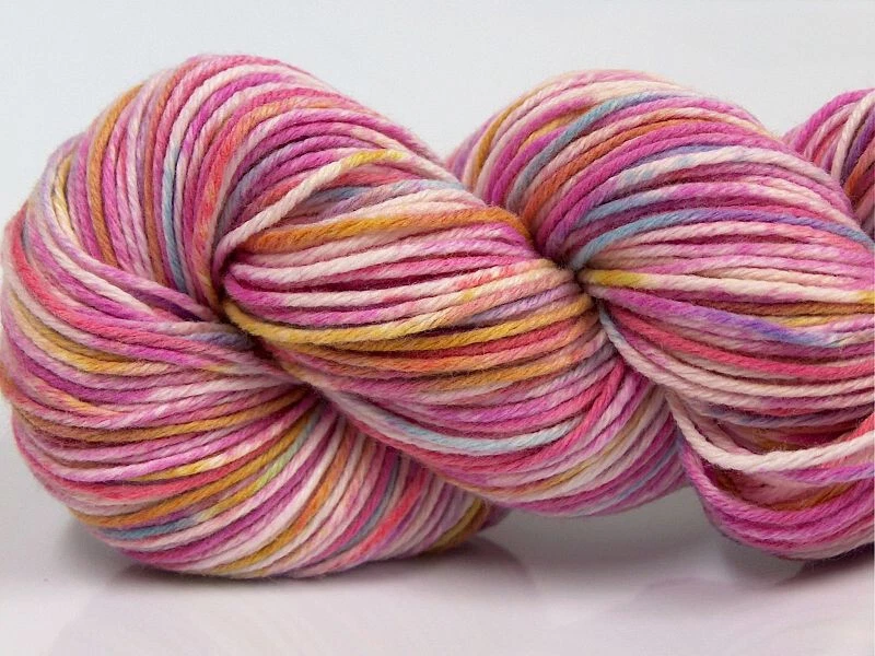 3-Skein Lot Hand Dyed Cashmere Yarn Light 3x100g/225m Pink Green Salmon - Image 2 of 4