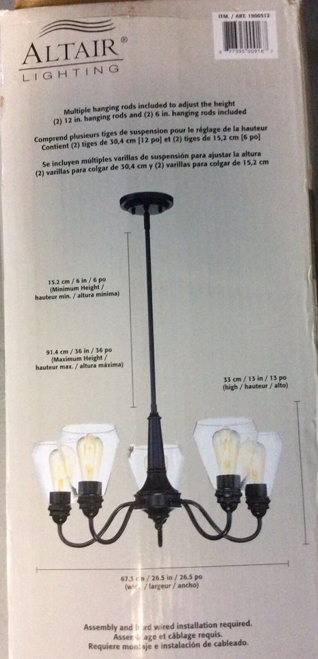 Lámpara de araña regulable LED acabado bronce brazo reversible Altair Lighting - caja abierta Foto 4 de 4