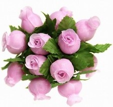 144 Miniature Poly Rose Silk Favor Flower Pick Wedding Shower - Light Pink