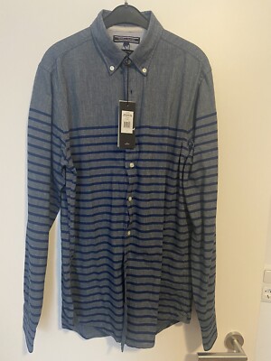 Tommy Hilfiger Hemd Shirt Größe S blau Stripes Urban Neu Herren Original Casual