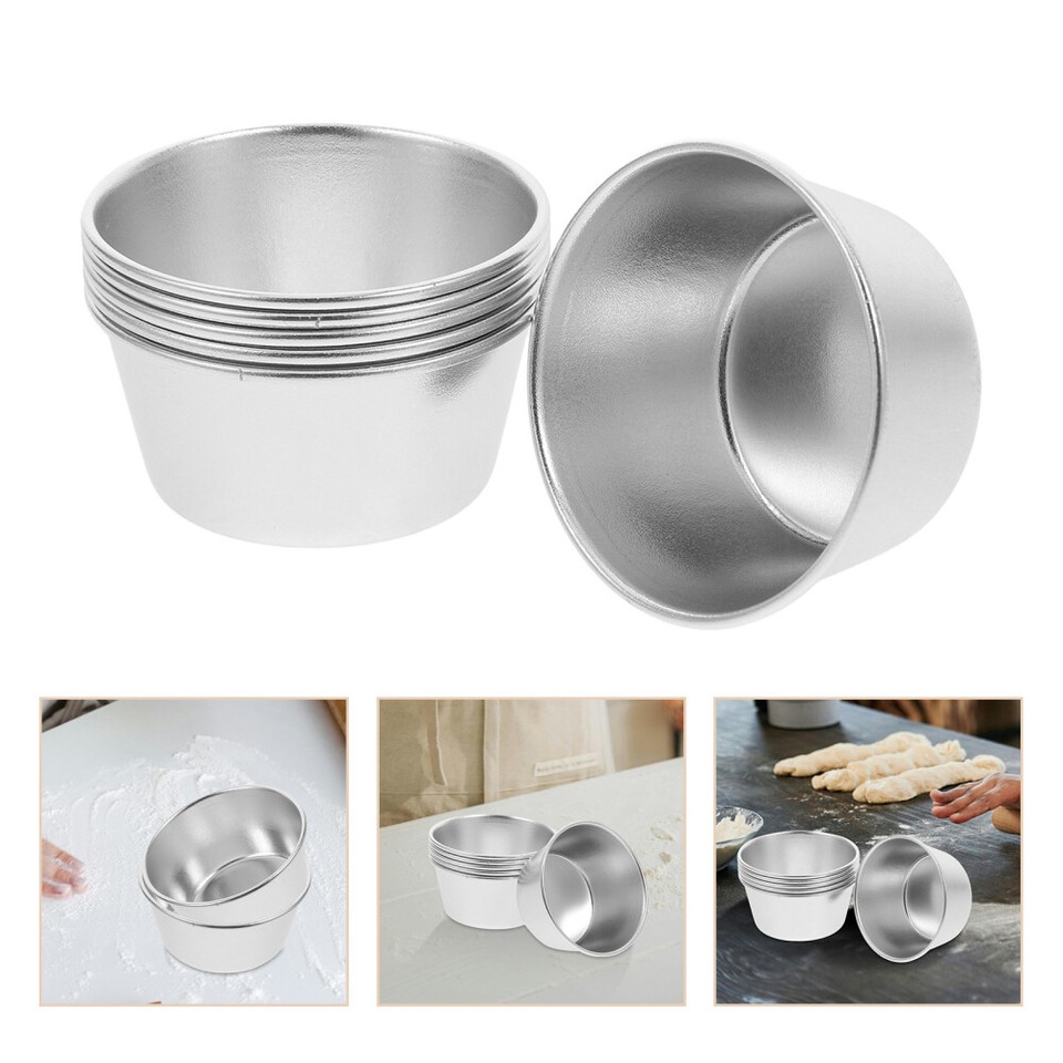 6 Pcs Muffin Pan Stainless Steel Egg Tart Molds for Baking Pudding Cups