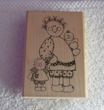Dots - Rubber Stamp - Mama and Babies - Large Size - Older Stamp