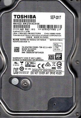 DT01ACA100, AAD BA21/810 HDKPC03D0A06 S TOSHIBA SATA 1TB L1F 2017