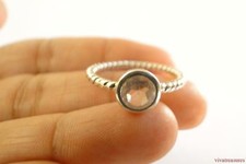 Rock Crystal Solitaire Sterling Silver Ring Size 8 9