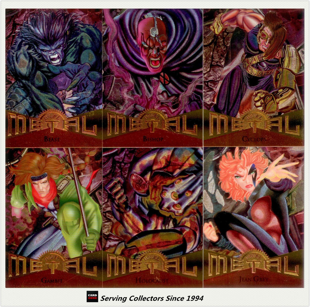 1995 Marvel Metal Trading Cards Base Set Common Cards (Per