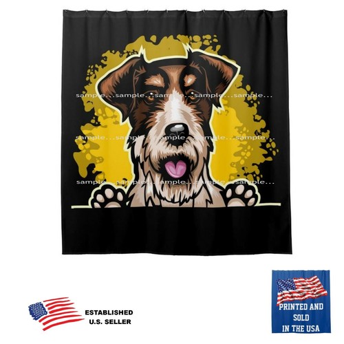 Cortina de ducha de alambre Fox Terrier para perro con salpicaduras de baño negra EE. UU.
