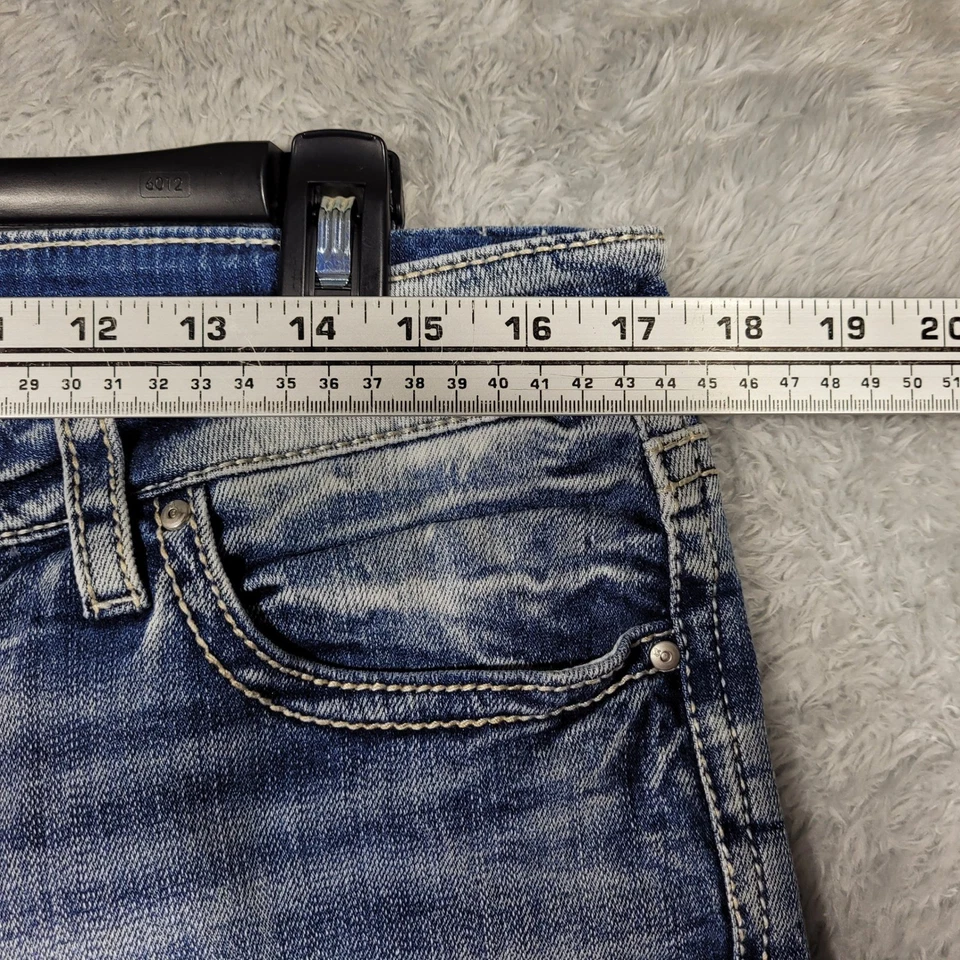 Jeans capri Daytrip VIRGO para mujer 32 azul desgastado denim elástico 34x22 Foto 3 de 4