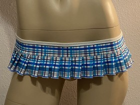 Sexy Micro Mini Blue Plaid Pleated Skirt Lingerie Exotic Dancer Stripper Rave