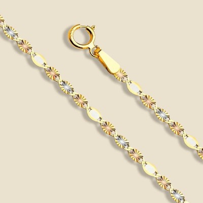 14K massives Gelbgold Valentino Kette italienische Halskette 2 mm 16-24 Zoll