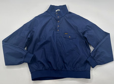 Vintage Eddie Bauer Jacket Mens Large Navy Pullover Windbreaker 1/4 Snap Pocket