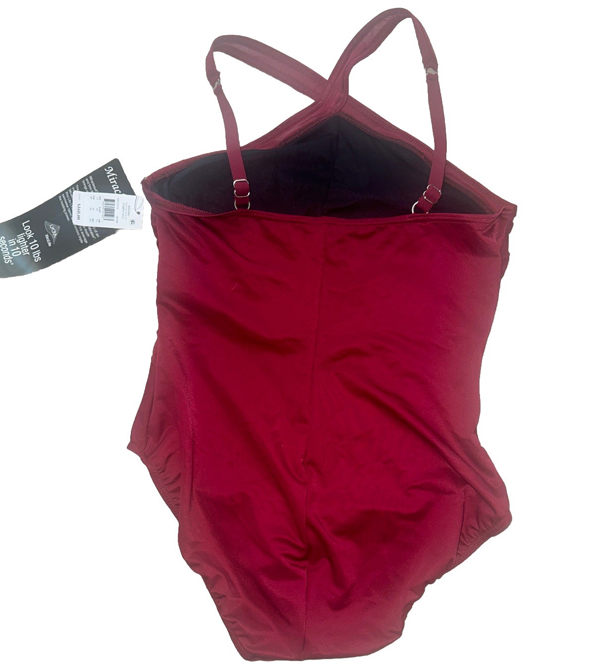 Miraclesuit Women's Red Pompei Sheer Mesh One Piece Swimsuit RARE SZ 14 NEW $160 image 3